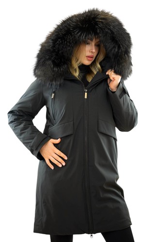 Schwarzer winterparka - schwarzer,